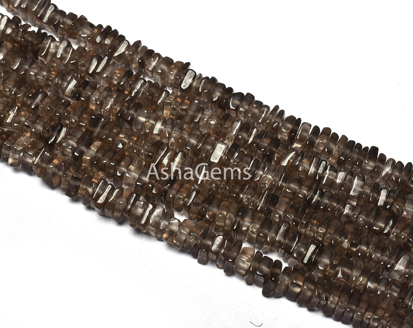 Natural Smoky Quartz Smooth Heishi Square Shape Gemstone Beads, Smoky Flat Beads, 4.5-5 mm Smoky Loose Beads Handmade Jewelry Making Crafts