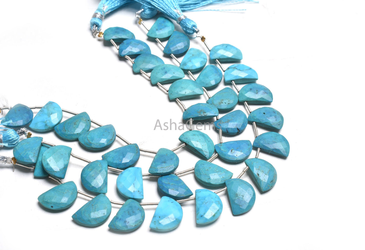 Beautiful Turquoise Howlite Fancy Gemstone Beads,10-15mm Blue Turquoise Faceted D Shape Beads, Turquoise Fancy Briolette Half Moon Bead SALE