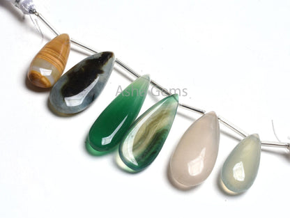 Mix Gemstone Smooth Pear Beads,13x30-16x38 mm Multi Color Stone Plain Teardrop Side Drill Loose Beads, Disco Pears Beads Jewelry Handicraft