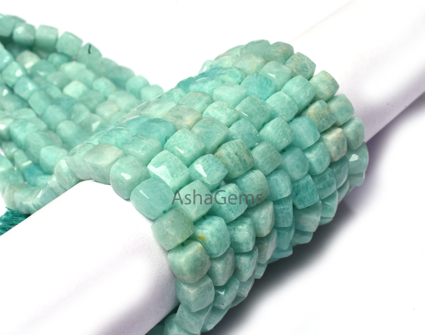 Beautiful Amazonite Faceted Box Shape Gemstone Beads,8"Strand Natural Blue Amazonite 3D Cube Box Bead, Amazonite Cube Beads For Jewelry SALE