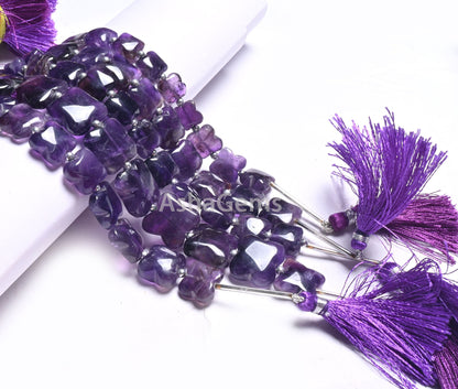 Natural Amethyst Smooth Carving Flower Shape Gemstone handmade Beads, Purple Amethyst Fancy Carve Square Straight Drill Beads Jewelry Crafts
