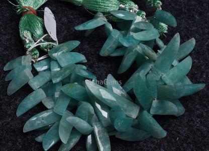 Beautiful Blue Amazonite Faceted fancy Nail Shape Gemstone Beads,8 Inch Strand Natural Amazonite bead, Amazonite Flat Briolettre For Jewelry