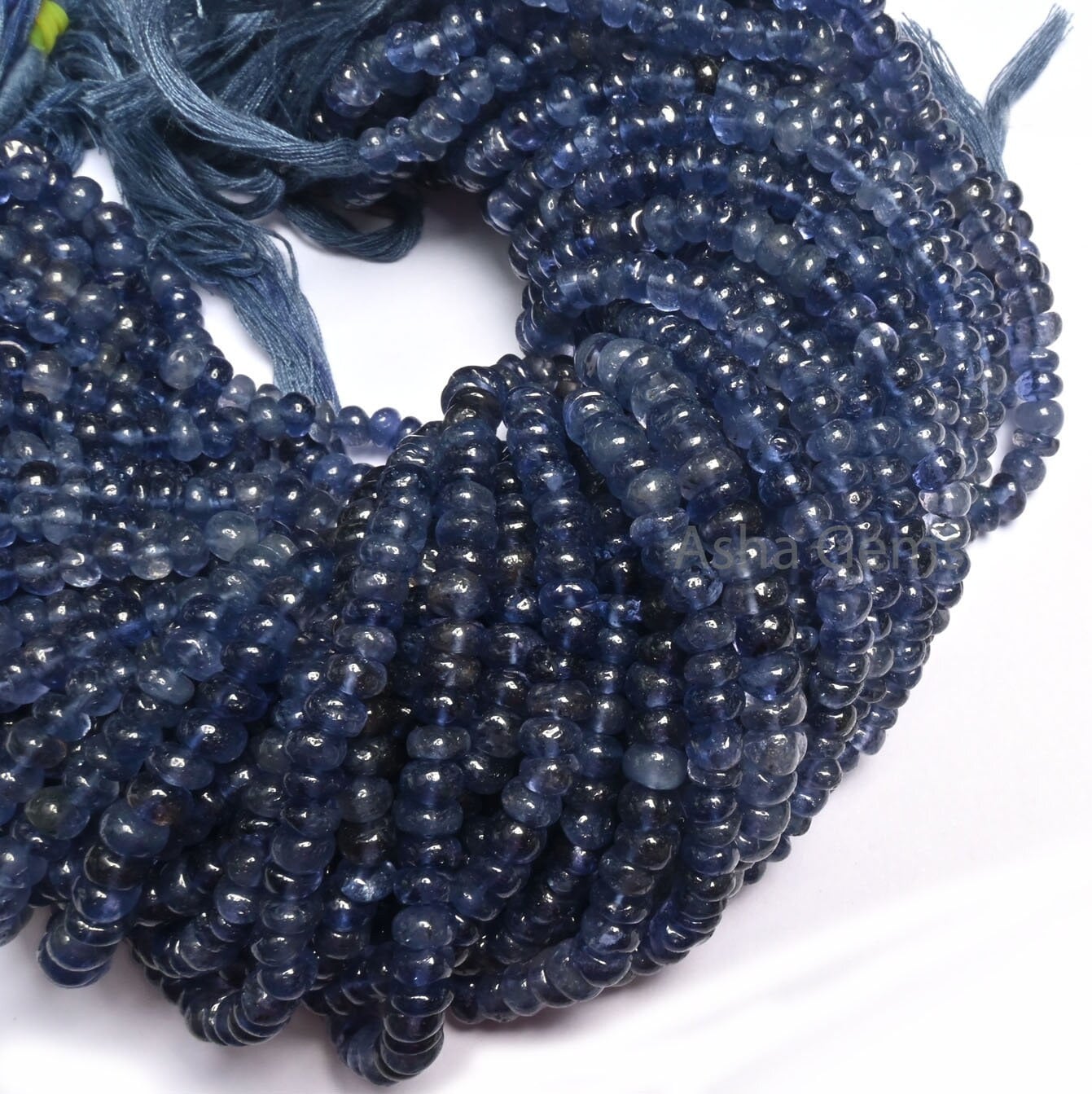 Beautiful Blue Iolite Smooth Rondelle Shape Beads, Natural Iolite Beads,13" Strand Iolite Plain Handmade Uneven Roundelle Bead Jewelry Craft