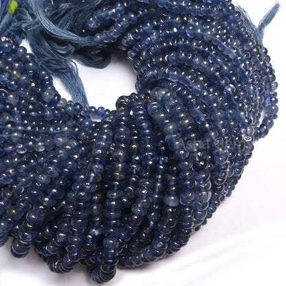 Beautiful Blue Iolite Smooth Rondelle Shape Beads, Natural Iolite Beads,13" Strand Iolite Plain Handmade Uneven Roundelle Bead Jewelry Craft