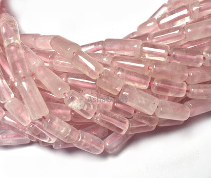 Beautiful Rose Quartz Pipe Shape Beads Natural Pink Quartz Smooth Handmade Fancy Tube Gemstone Beads Briolette Hand Cut Jewelry Beads SALE