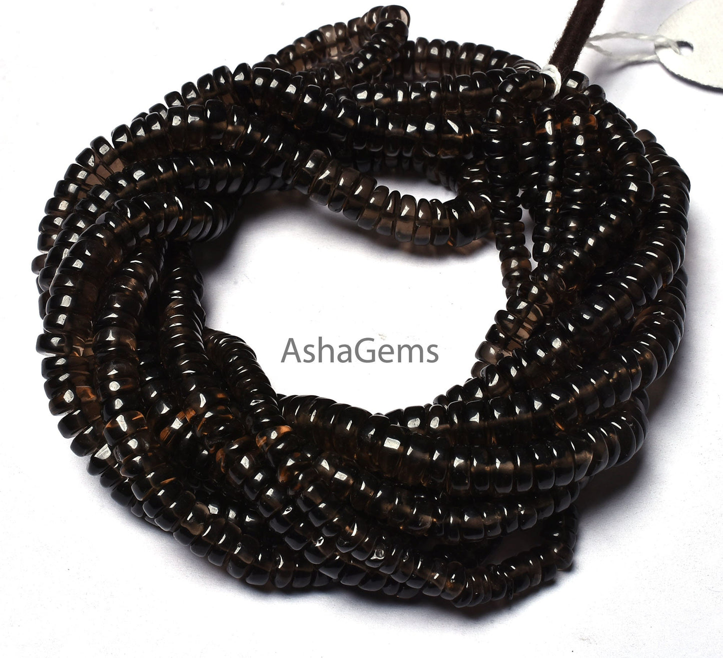 18" Strand Amazing Smoky Quartz Heishi Tyre Shape Smooth Gemstone Beads, Smoky Plain Beads,Handmade Loose Beads Smoky Quartz Jewelry Crafts