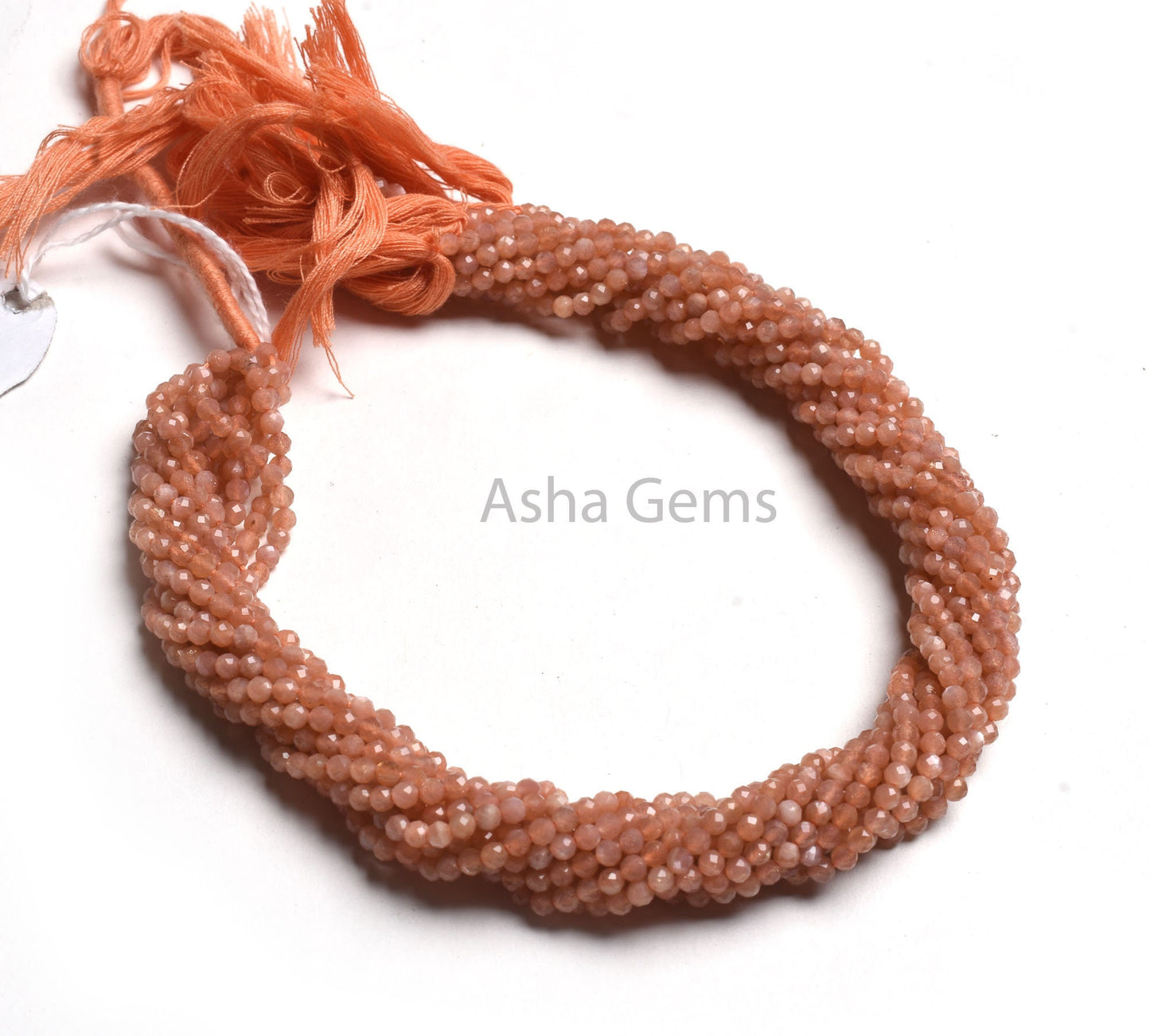 3.25 mm Natural Peach Moonstone Machine Cut Beads,13" Strand Moonstone Micro Cut Faceted Roundelle Gemstone Bead, Peach Moonstone Bead SALE