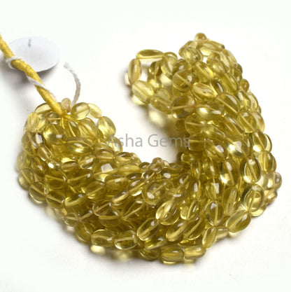 AAA Quality Lemon Quartz Smooth Oval Handmade Beads,15"Strand Natural Yellow Lemon Quartz Beads, Lemon Plain Oval Gemstone Bead Jewelry SALE