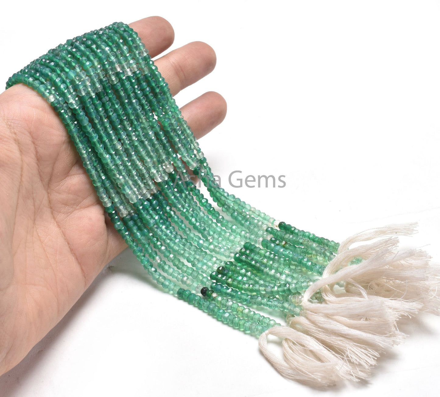 3.5 mm AAA Quality Shaded Green Onyx Faceted Rondelle Beads, Green Onyx Indian Machine Cut Gemstone Beads, Onyx Beads Jewelry Making Crafts