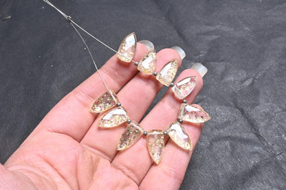 Natural Crystal Quartz Doublet Fancy Arrow Shape faceted Beads,8-16mm Crystal Gold Foil Doublet Side Drill Briolette Bead Jewelry Craft SALE (18705)