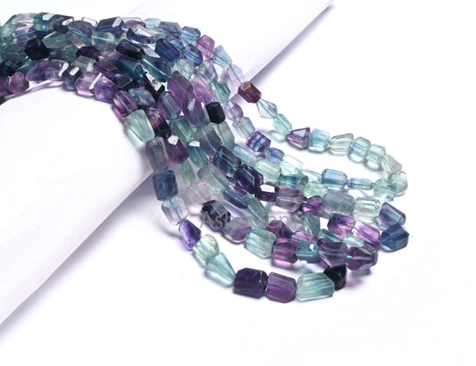Fine Multi Fluorite Faceted Nugget Gemstone Beads, Multi Green Purple Fluorite Indian Cut handmade Tumble Fluorite Beads Jewelry Crafts SALE