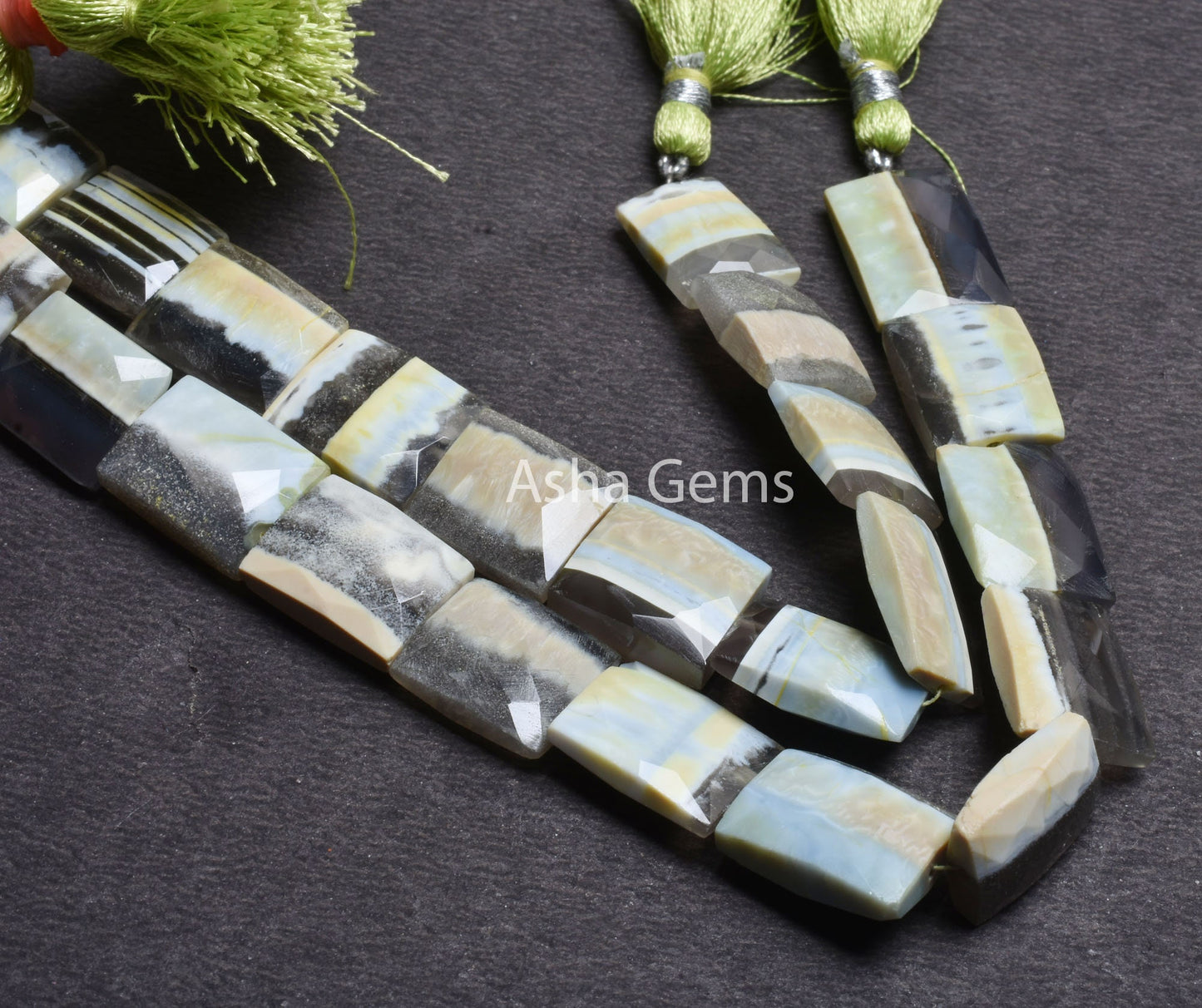 Beautiful Green Blue Boulder Opal Fancy Chiclet Shape Beads,8" Boulder Opal Faceted Rectangle Bead For Jewelry Craft, Boulder Opal Bead SALE