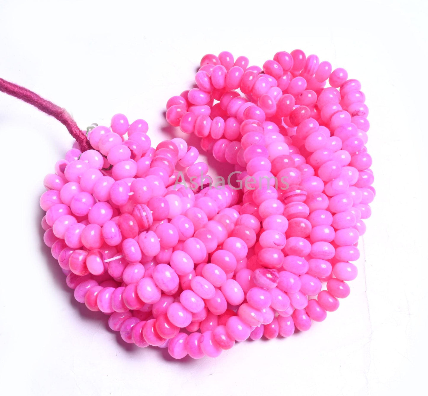 9mm Beautiful Queen Pink Opal Smooth Rondelle Beads,8/16" Strand AAA Hot Pink Opal Shaded Handmade Gemstone Opal Beads Necklace Jewelry SALE