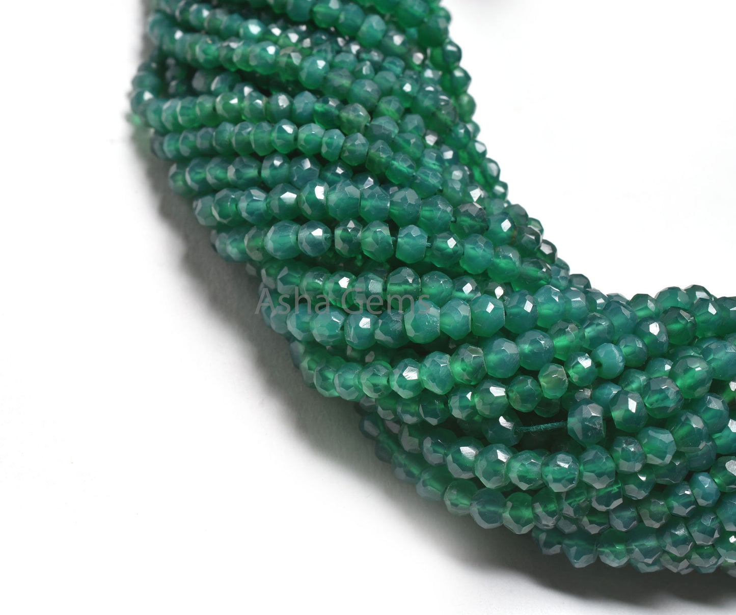 Beautiful Natural Green Onyx Faceted Rondelle Shape Gemstone Beads,13" Strand Green Onyx Beads, Fine Quality,Green Onyx Beads Jewelry Making