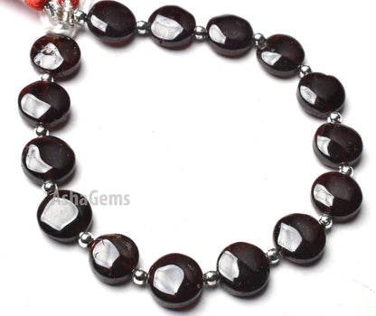 8"Strand Natural Red Garnet Coin Shape Beads,9.50- 11 mm Garnet Smooth Coin Beads, Loose Gemstone Beads Handmade Garnet Beads For Jewelry