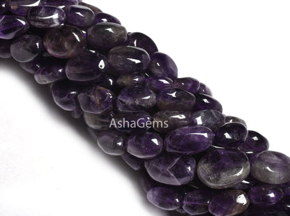 13" Strand Natural Amethyst Plain Handmade Oval Gemstone Beads, African Amethyst Smooth Uneven oval Beads, Amethyst beads For Jewelry Crafts