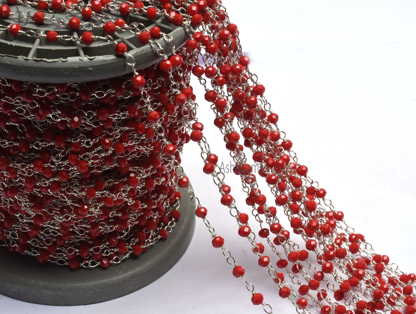 AAA Quality Red Onyx Hydro Micro Cut Rondelle Beads Rosary Chain 3mm Silver Plated Wire Wrap Chains By Feet For Jewelry Making Necklace SALE