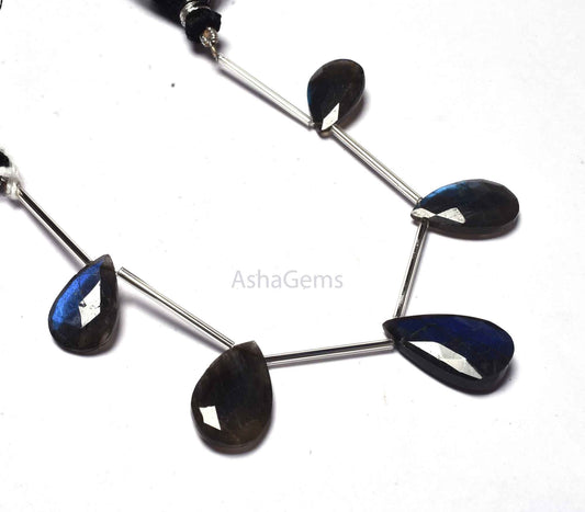 AAA Quality Labradorite Faceted Pear beads, Natural Blue Fire Labradorite Teardrop beads, Flashy Black rainbow Pear Briolette Gemstone Beads