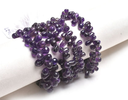 Natural Amethyst Side Drill Drops Beads, Purple Amethyst Plain Uneven Teardrop Handmade Gemstone Bead, African Amethyst Bead Jewelry makings