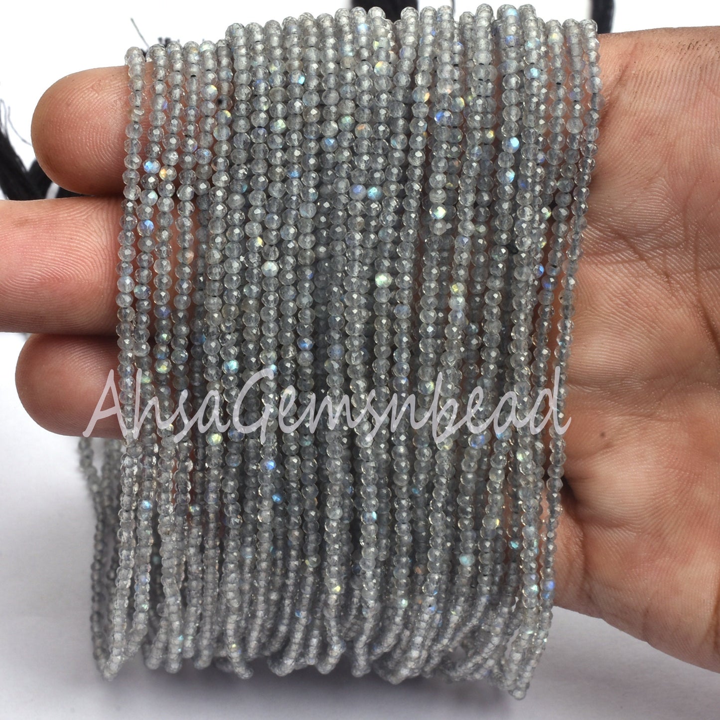 AAA Natural Labradorite Faceted Rondelle Beads,1.8 mm Beautiful Blue Fire Labradorite Machine Cut Micro Faceted Bead Black Rainbow Bead SALE