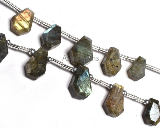 Multi Fire Labradorite Fancy Coffin Shape Beads, Natural Labradorite Bead, Black Rainbow Faceted Softy Side Drill Bead Jewelry Makings SALE