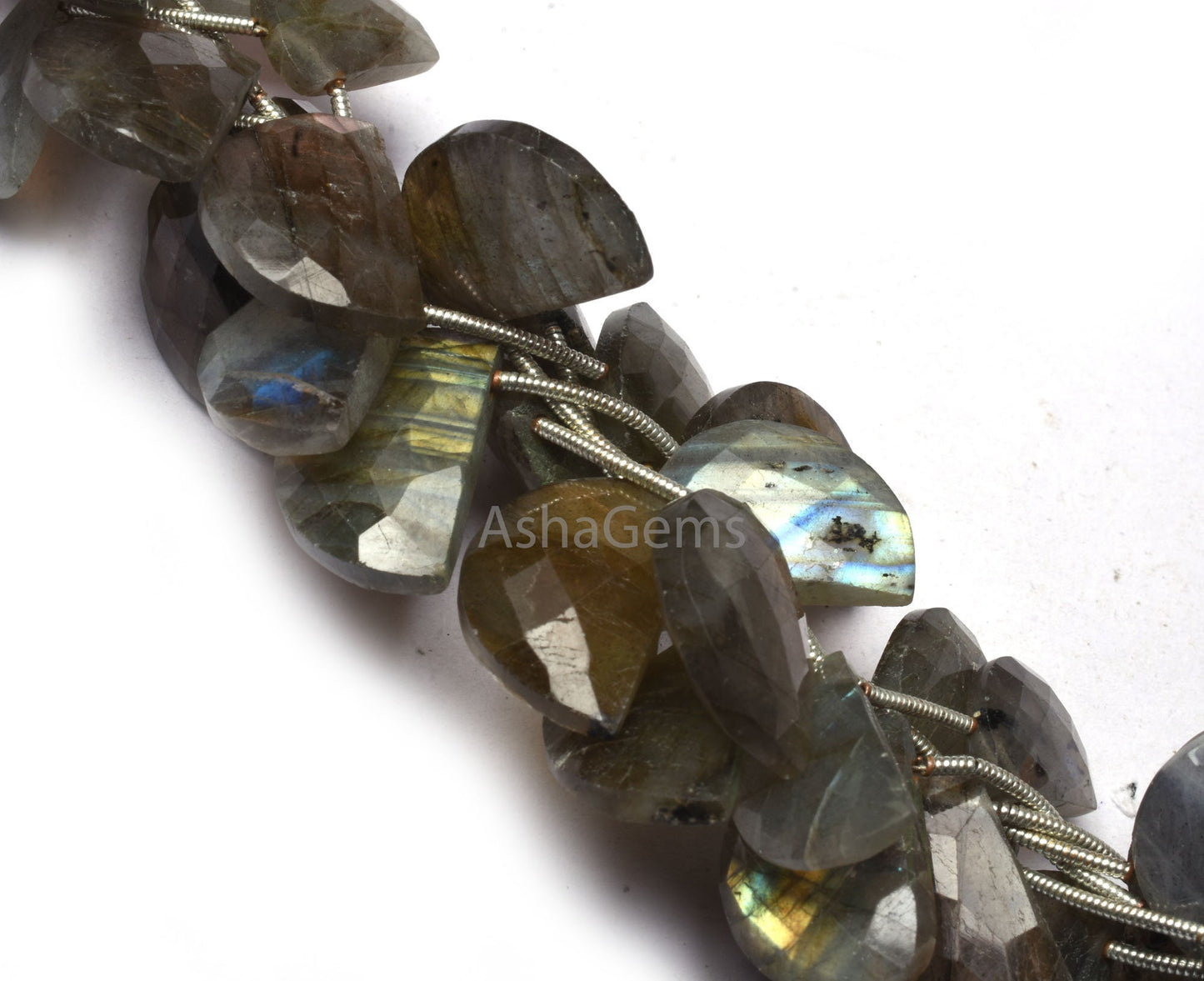 Natural Flash Labradorite Fancy D Shape Gemstone Beads Black rainbow Faceted Briolette beads, Labradorite Side Drill Beads For Jewelry Craft