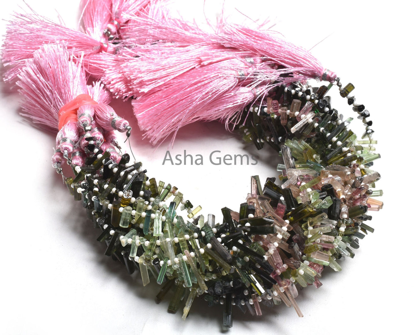 Fine Multi Pink Green Tourmaline Pencil Shape Uneven Gemstone Beads, Real Tourmaline Smooth Raw Long Stick Rough fancy Side Drill Bead Craft