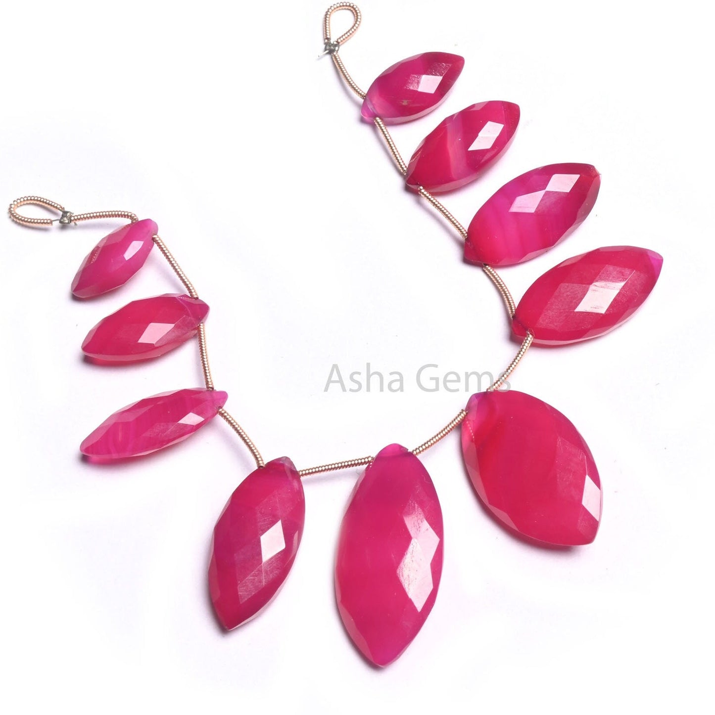 AAA Quality Hot Pink Chalcedony Marquise Shape Faceted Gemstone Beads, Pink Chalcedony Marquise Briolette Side Drill Bead Jewelry Craft SALE
