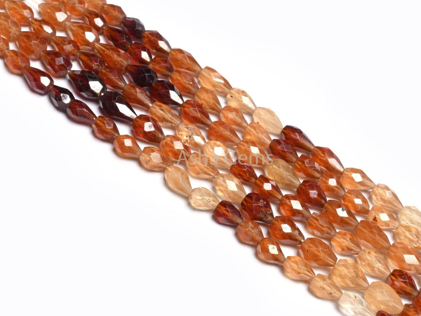 Beautiful Hessonite Garnet Faceted Drops Beads, Natural Hessonite Shaded Teardrop Straight Drill Gemstone garnet Beads Jewelry Makings Craft (AG 18491)