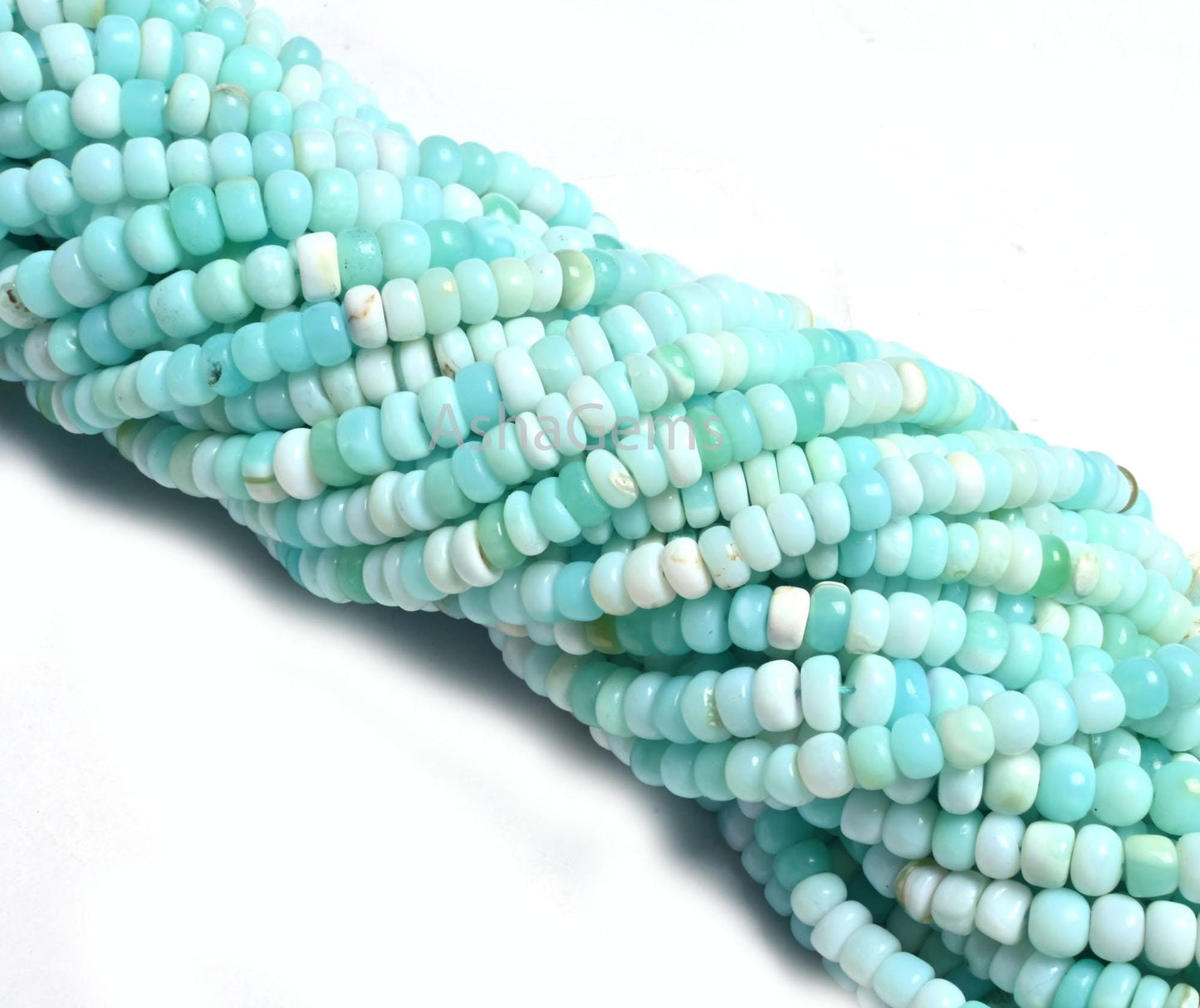 Beautiful Blue Peru Opal Flat Rondelle Shape Smooth Gemstone Beads,12" Shaded Peruvian Sky Blue Opal Handmade Uneven Bead Jewelry Craft SALE (AG 12282)