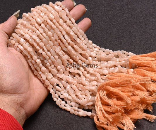 Natural Peach Moonstone Nugget Shape Tiny Gemstone Beads, Light Off Pink Moonstone Smooth Handmade Uneven Tumble Beads Jewelry making Craft (AG 22264)
