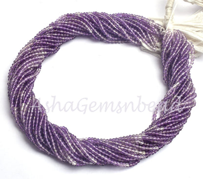 Beautiful African Amethyst Faceted Rondelle Shape Beads,13" Strand,2.5 mm, Natural Purple Amethyst Machine Cut Beads, Amethyst Shaded Beads