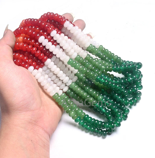 Beautiful Multi Color Quartz Smooth Rondelle Beads,8mm mix Color Green Orange, White (AG 12316) Shaded Quartz Disco Gemstone Bead Jewelry Necklace SALE