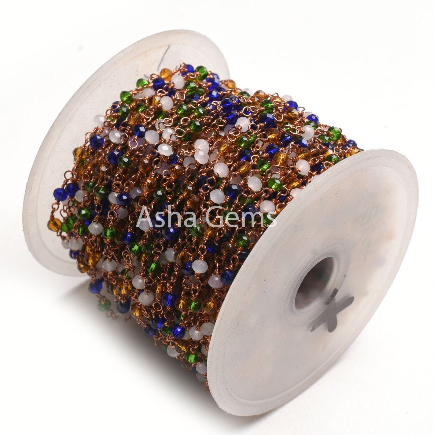 3,10,50Feet Multi Color Disco Hydro Faceted Beads Rosary Chain Rose Gold Plated Wire Wrap Copper Metal Chain Jewelry Making Craft Chain SALE
