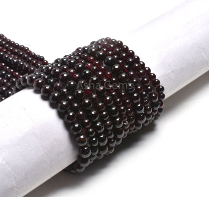 Natural Red Garnet Smooth Round Shape Gemstone Beads, Fine Garnet Beads, Garnet Plain Handmade Round Ball Beads For Necklace Jewelry Making