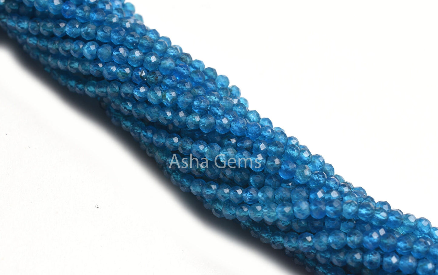 Super Top Quality Neon Apatite Micro Cut Beads,2.75mm AAA++ Apatite Faceted Machine Cut Rondelle Gemstone Beads, Neon Blue Apatite Bead SALE