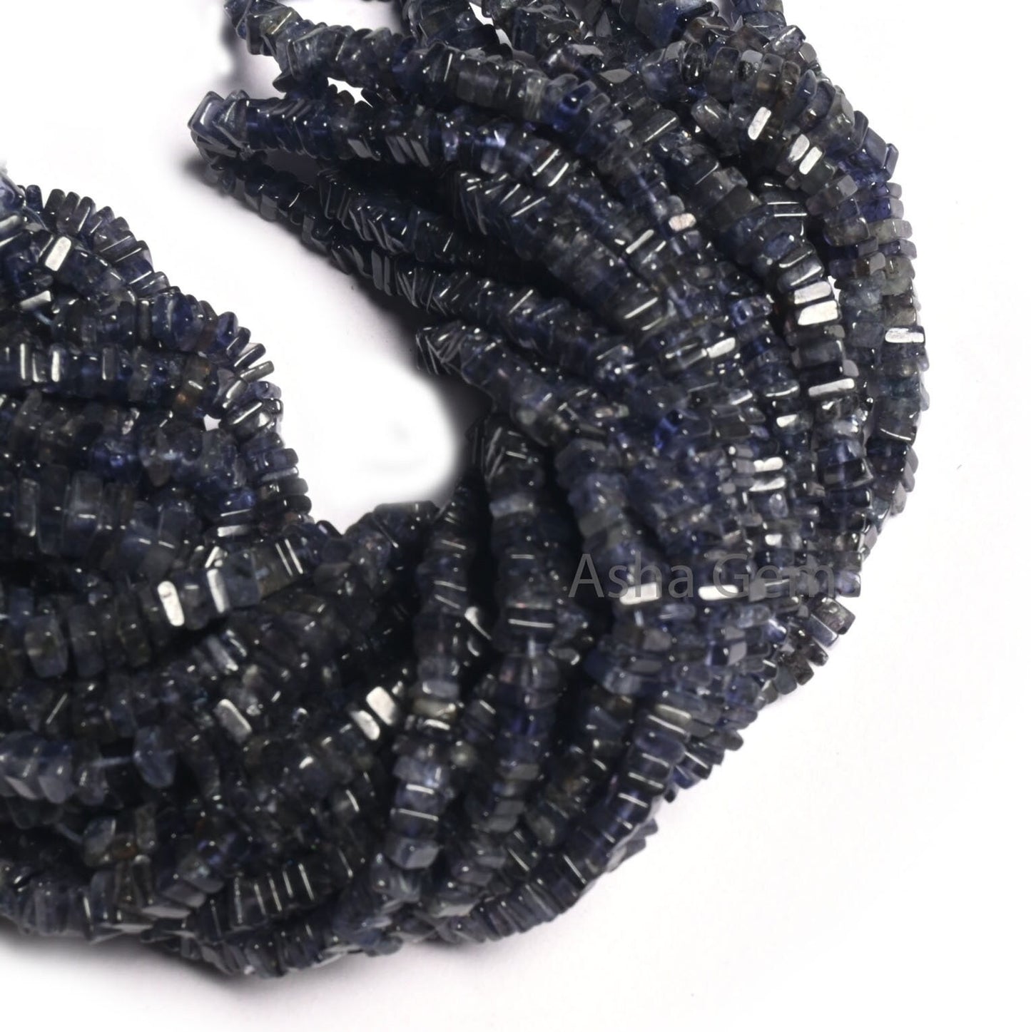 Natural Blue Iolite Smooth Flat Square Shape Gemstone Loose Beads,8/16"Strand Iolite Heishi Square Handmade Beads Jewelry Making Crafts SALE