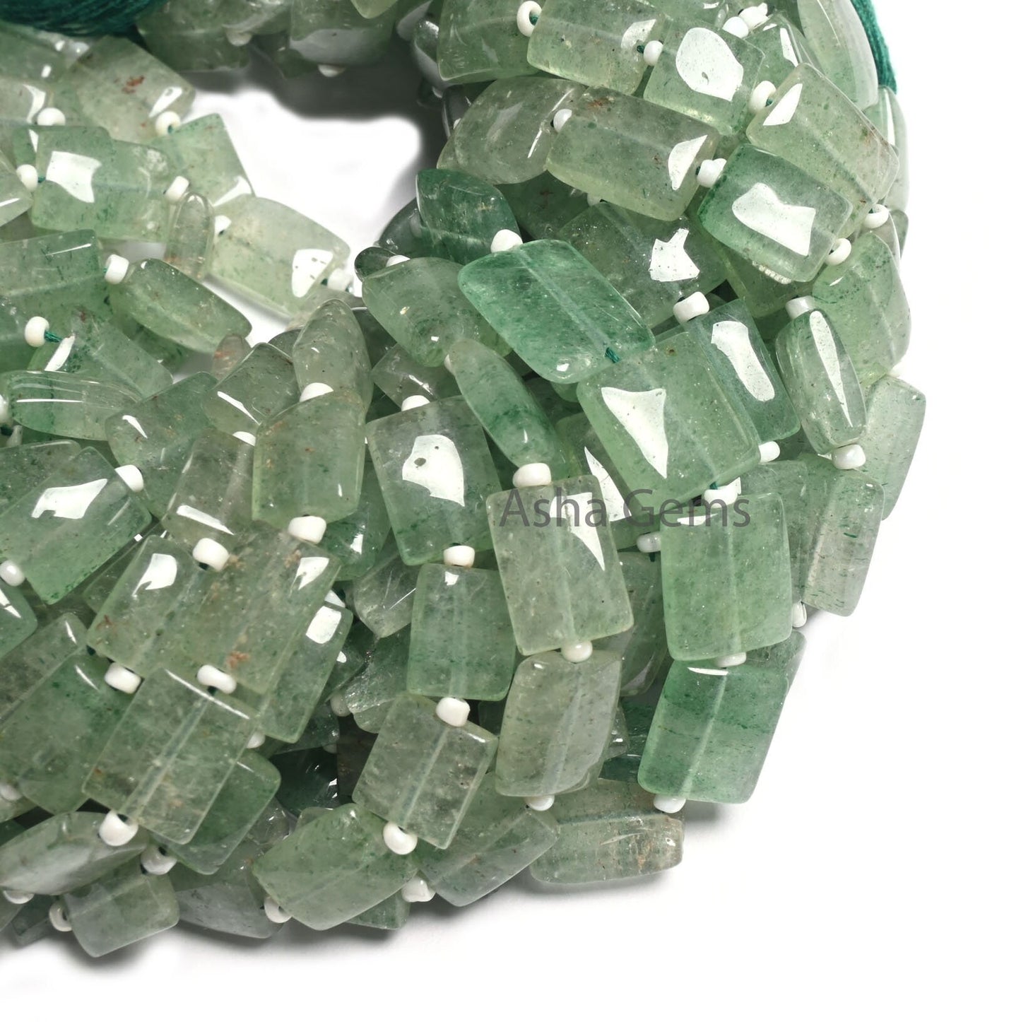 Beautiful Green Strawberry Quartz Rectangle Shape Straight Drill Beads,9"Fine Strawberry Handmade Fancy Chicklet Gemstone Bead Jewelry Craft