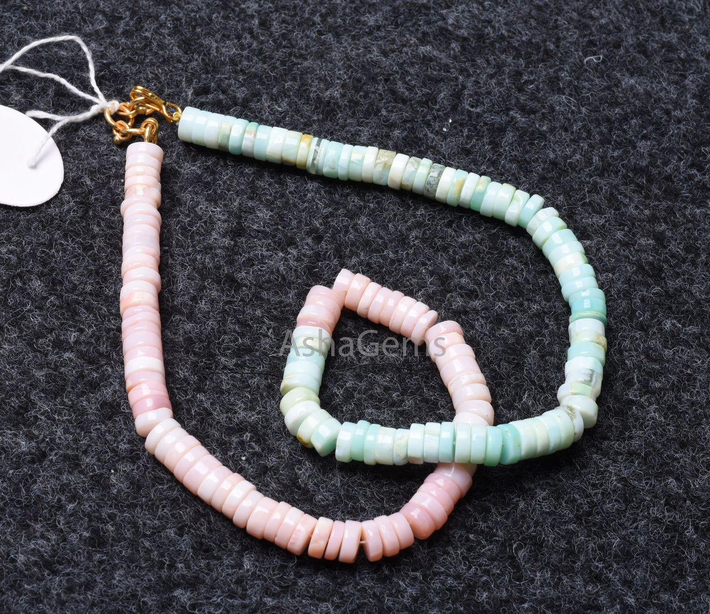Multi Pink-Blue Opal Smooth Tyre Shape Gemstone beads,8 mm Double Color opal Beads Necklace Shaded Light Pink Sky Blue Opal Heishi Tyre bead