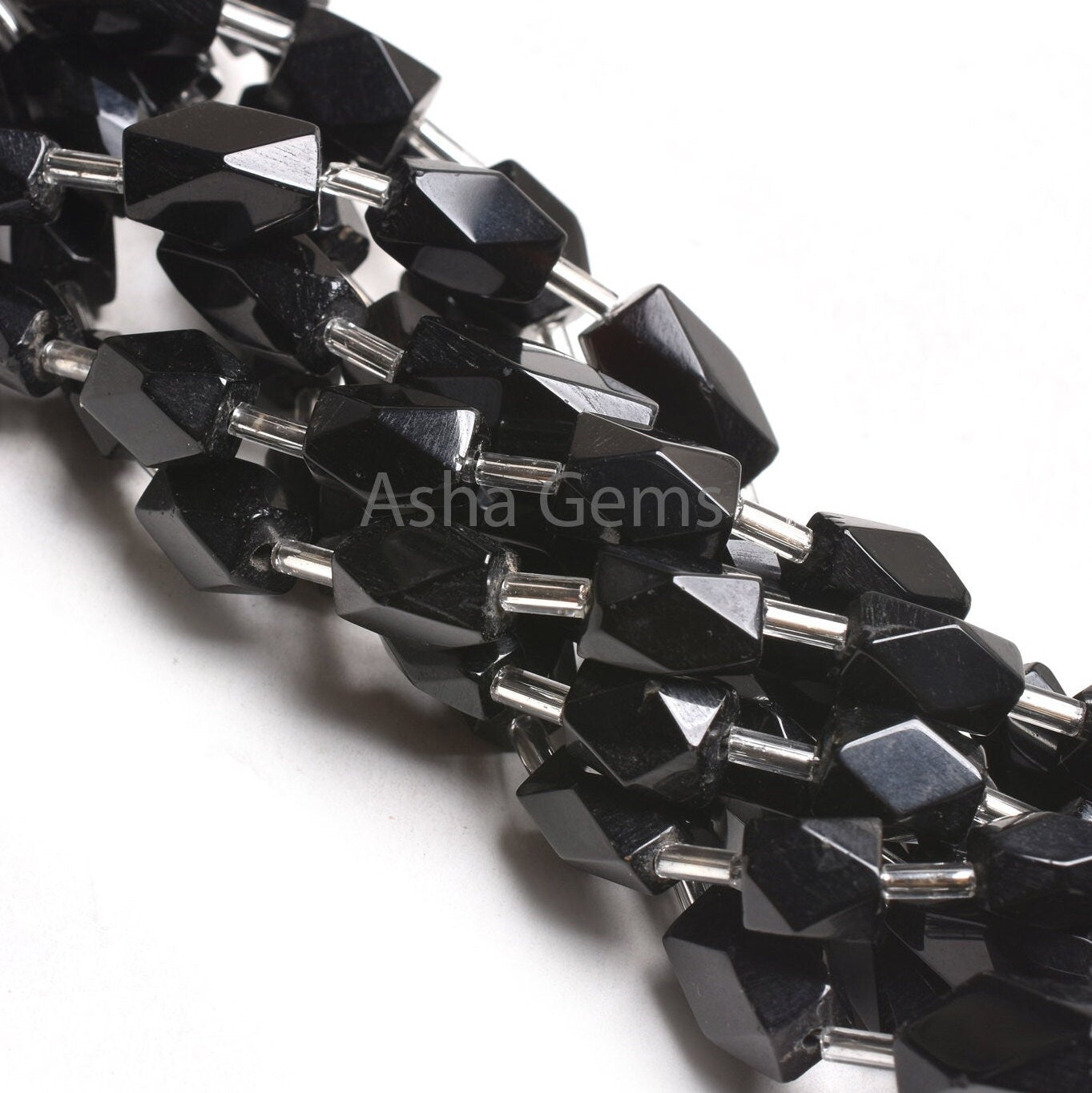 Beautiful Black Onyx Rectangle Shape Indian Hand Cut Beads,7" Onyx Long Fancy Chicklet Faceted Straight Drill Bead Black Onyx Jewelry Crafts