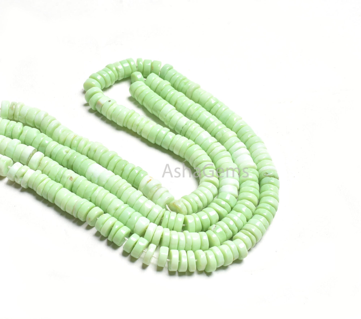 7.5 mm Shaded Green Opal Smooth Tyre Heishi Gemstone Beads,15" Fine parrot Green Opal Handmade Flat Wheel Shape Bead, Mint Opal Bead Jewelry