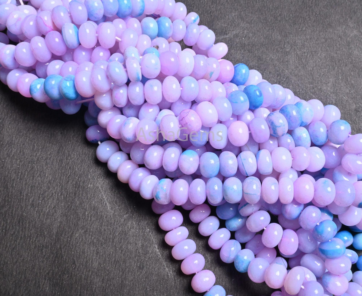 AAA Lavender Blue Opal Smooth Rondelle Beads,16" Strand Shaded Blue Lavender Opal Plain Handmade Gemstone Loose Bead Blue Opal Beads Jewelry