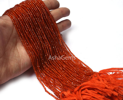 AAA Carnelian Faceted Gemstone Beads,2.4mm Natural dark Orange Carnelian Micro Cut Rondelle Beads,12.5" Strand Carnelian Beads Jewelry SALE