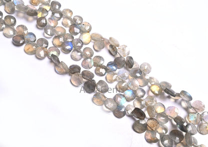 Natural Flash labradorite faceted Heart Shape Beads,Fine Multi Fire Grey labradorite Heart Side Drill Gemstone Labradorite Bead Jewelry SALE (AG 18612)