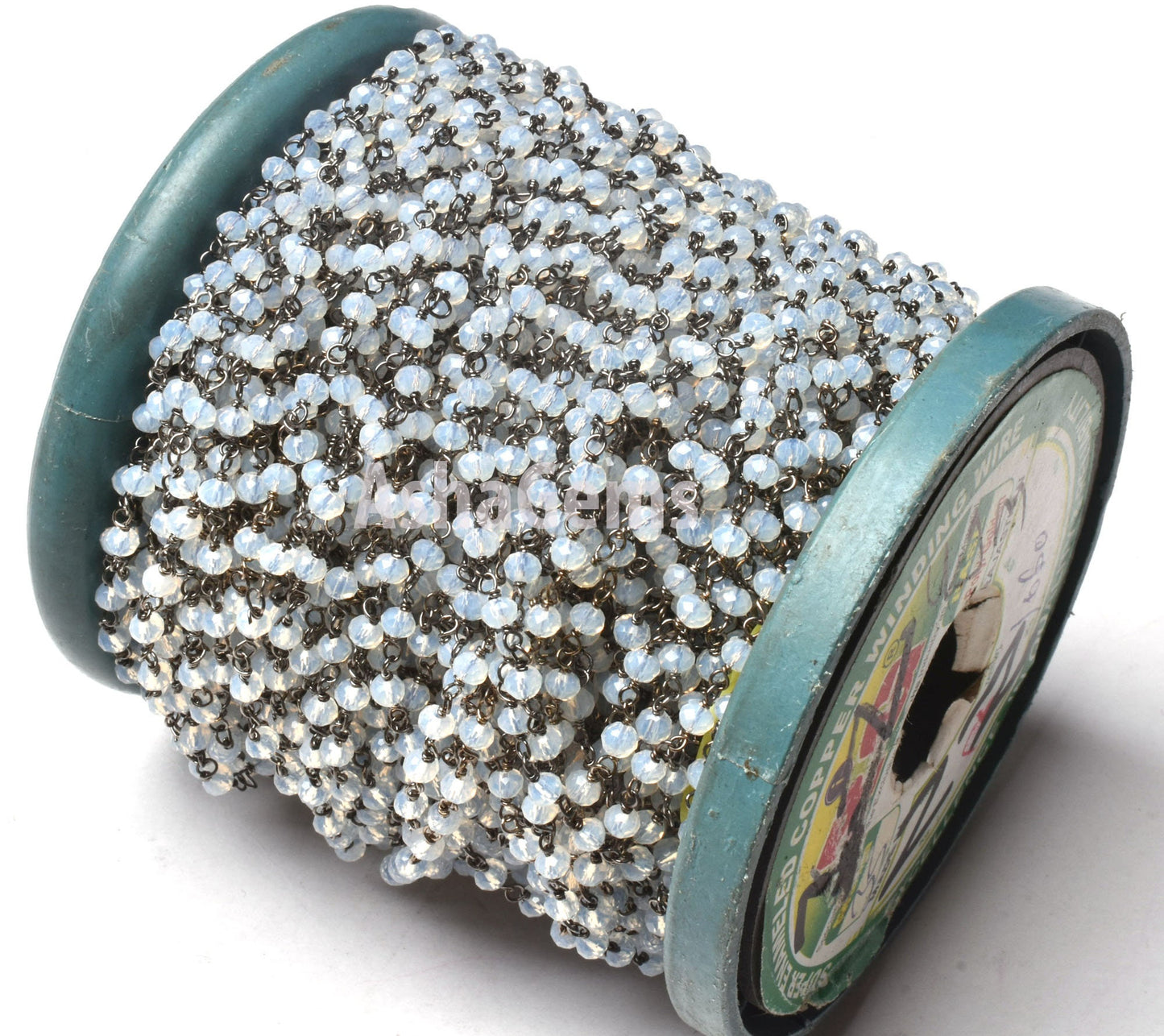 3,10,25,50 Rainbow Moonstone Hydro Beads Chain Gunmetal Wire Wrap Bulk Roll Chain,3 mm Faceted Rondelle Beaded Rosary Chains Jewelry Finding
