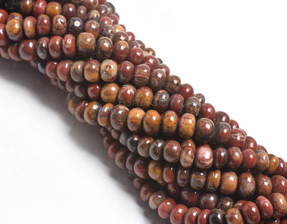 Fine Picture Jasper Smooth Rondelle Shape Beads,13" Strand Natural Jasper Plain Handmade Roundelle Gestone Loose Beads, Jasper Beads Jewelry