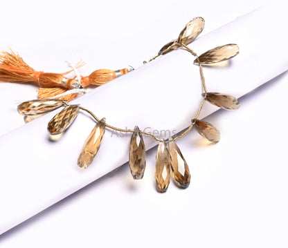 Fine Bear Quartz Fancy Long Drops Faceted Gemstone Beads,6.5-23 mm Natural Bear Quartz Side Drill Teardrop Briolette Bead Jewelry Craft SALE