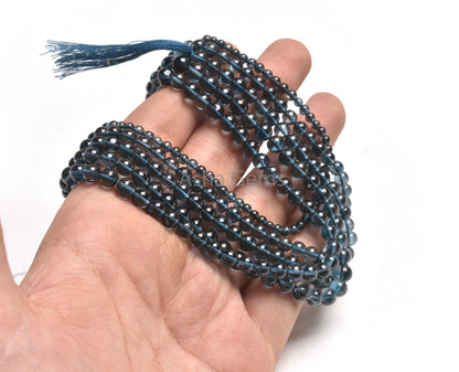 Genuine London Blue Topaz Smooth Round Shape Gemstone Beads,10"Strand Blue Topaz Bead, AAA London Blue Topaz Round Ball Beads Jewelry making
