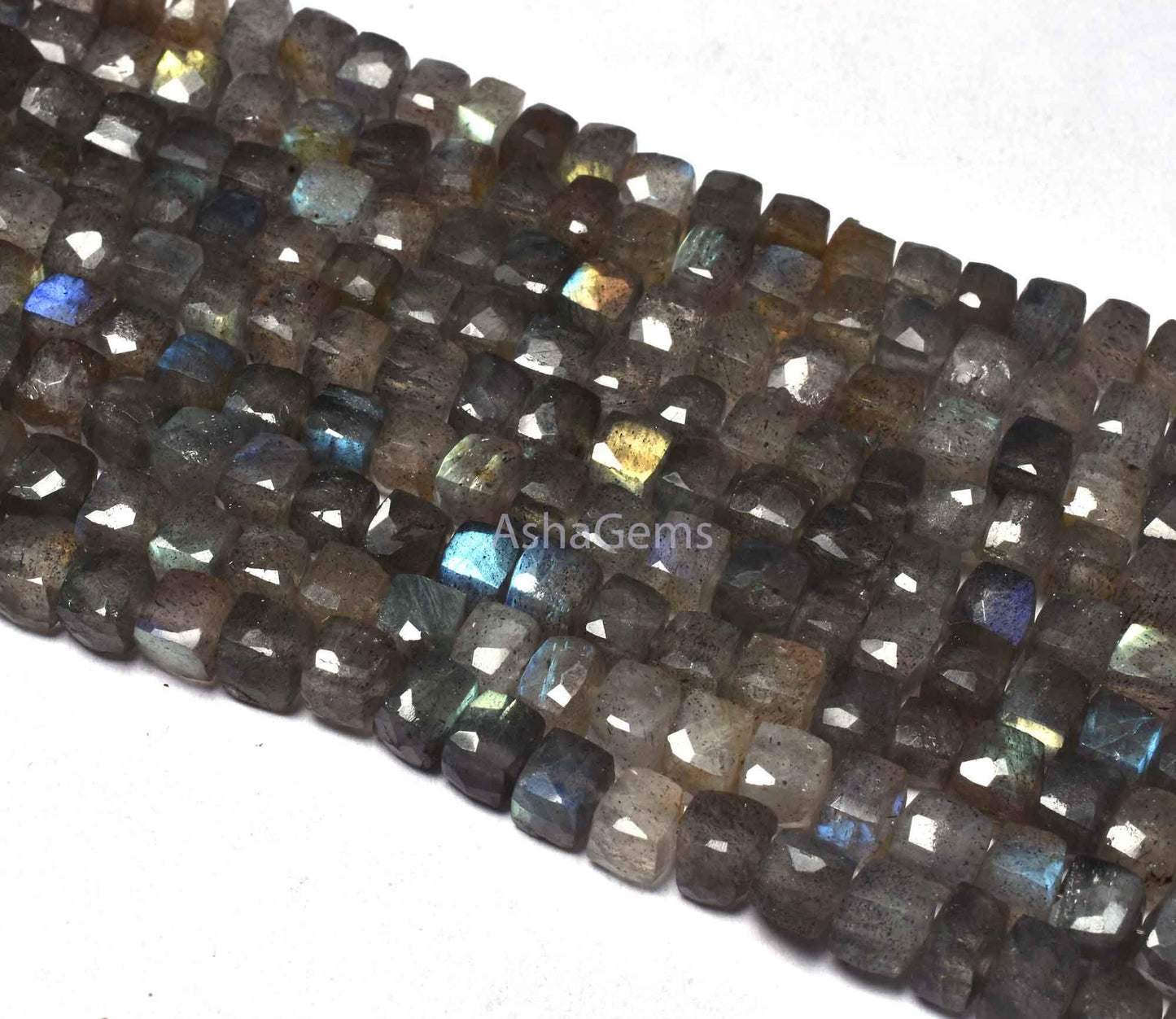 5 mm Labradorite Faceted Cube Gemstone Beads,7" Strand Natural Fire ;abradorite Faceted 3D Cube Box Beads, Black rainbow Box beads Jewelry