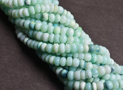 7 mm Fine Sea Green Opal Smooth Rondelle Shape Beads, Shaded Opal Plain Handmade Gemstone Roundelle Bead, Opal Beads Jewelry Handicraft SALE